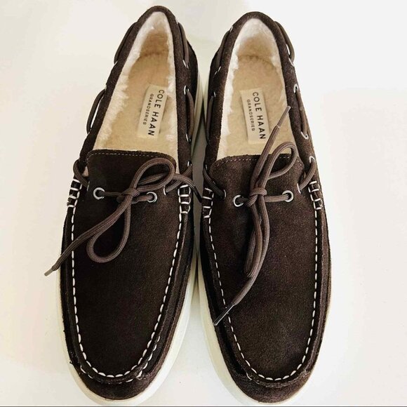 Cole Haan Men's GrandPro Rally Leather Brown Sneakers Size 9 Faux Shearling NWOB - Picture 2 of 11